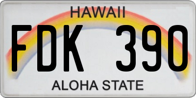 HI license plate FDK390