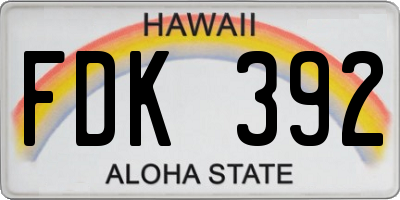 HI license plate FDK392