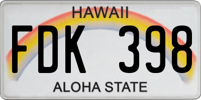 HI license plate FDK398