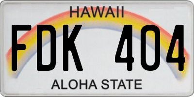 HI license plate FDK404