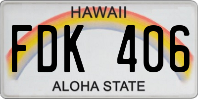 HI license plate FDK406