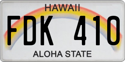 HI license plate FDK410