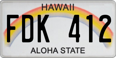 HI license plate FDK412