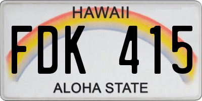 HI license plate FDK415