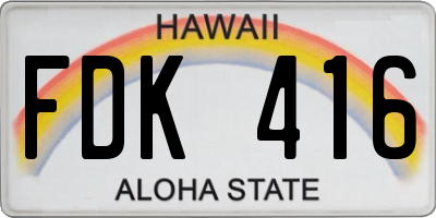 HI license plate FDK416