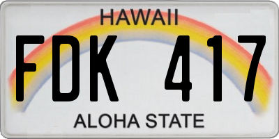 HI license plate FDK417