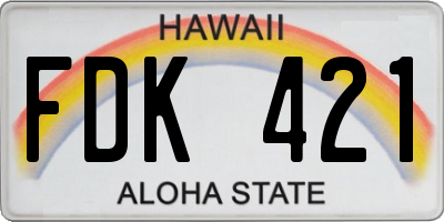 HI license plate FDK421