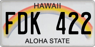 HI license plate FDK422