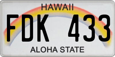 HI license plate FDK433