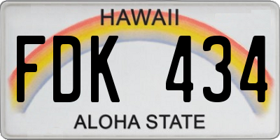 HI license plate FDK434