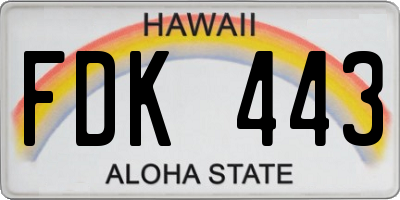 HI license plate FDK443