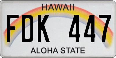 HI license plate FDK447