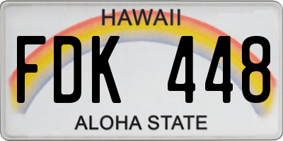 HI license plate FDK448