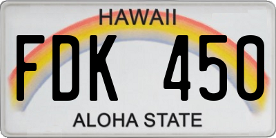 HI license plate FDK450