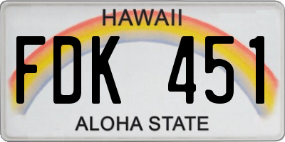 HI license plate FDK451