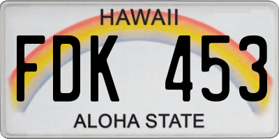HI license plate FDK453