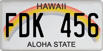 HI license plate FDK456