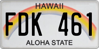 HI license plate FDK461
