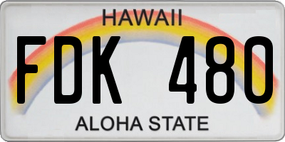 HI license plate FDK480