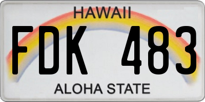 HI license plate FDK483