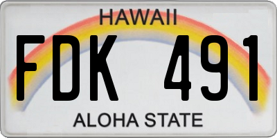 HI license plate FDK491