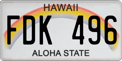 HI license plate FDK496