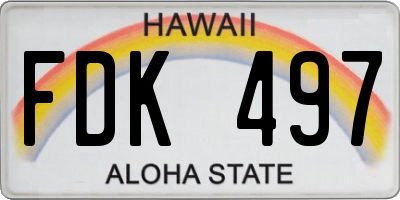 HI license plate FDK497