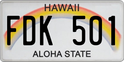 HI license plate FDK501