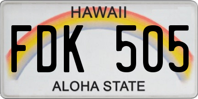 HI license plate FDK505