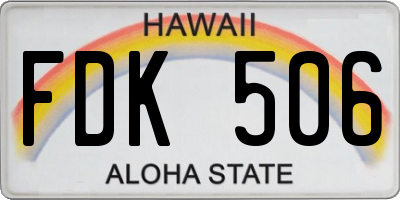 HI license plate FDK506