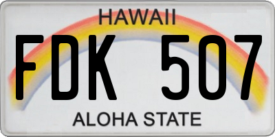 HI license plate FDK507
