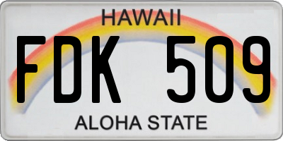 HI license plate FDK509