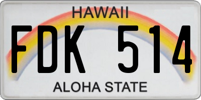 HI license plate FDK514