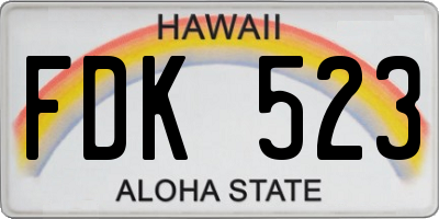 HI license plate FDK523