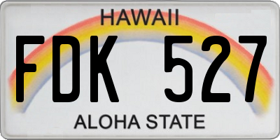 HI license plate FDK527
