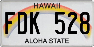 HI license plate FDK528