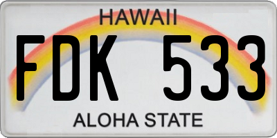 HI license plate FDK533