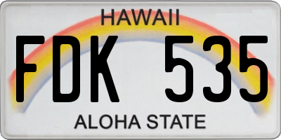 HI license plate FDK535