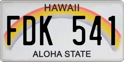 HI license plate FDK541