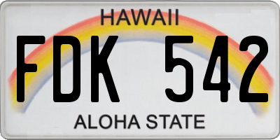 HI license plate FDK542