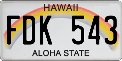 HI license plate FDK543