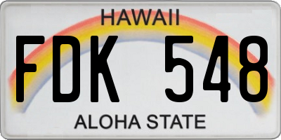 HI license plate FDK548