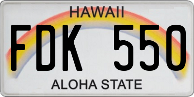 HI license plate FDK550