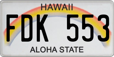 HI license plate FDK553