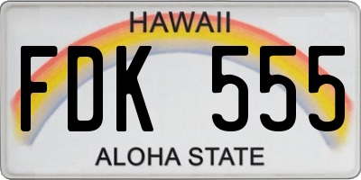 HI license plate FDK555