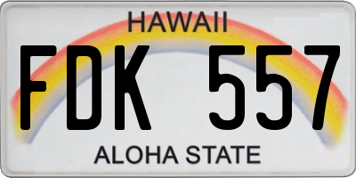 HI license plate FDK557