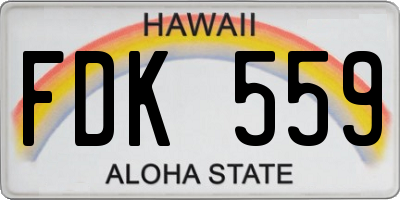 HI license plate FDK559