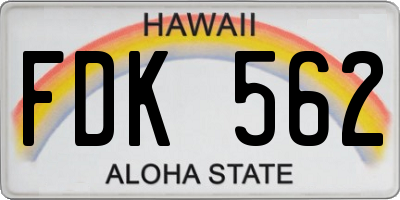 HI license plate FDK562