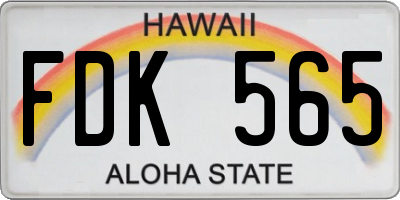HI license plate FDK565