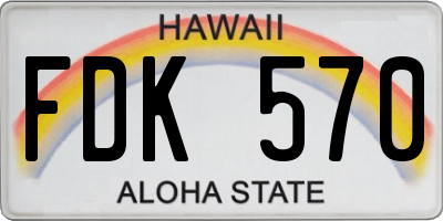HI license plate FDK570
